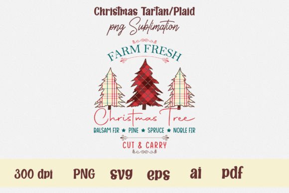 Christmas Plaid Farm Trees Sublimation