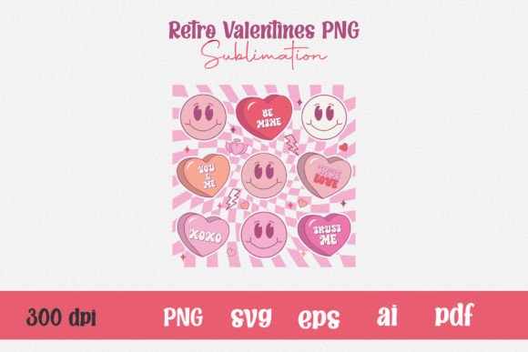 Retro Valentines PNG Sublimation